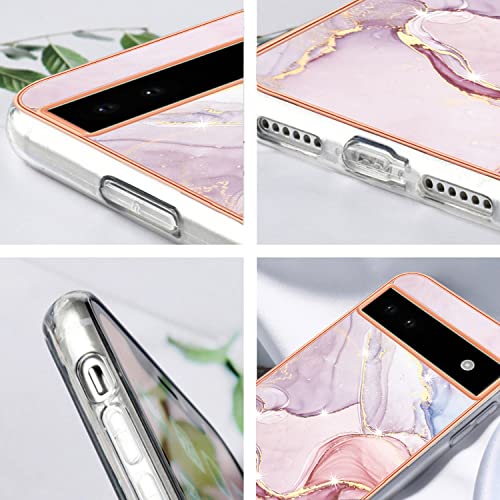 Coque pour Google Pixel 6A fine antichoc silicone marbre rose