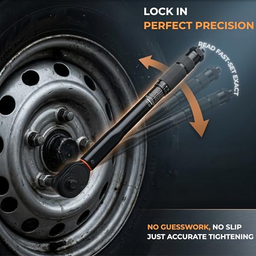 Image of HUPLA 3 /8 inch Drive Click Torque Wrench (14-81 Ft-Lb / 19-110 Nm) | Dual Range Micrometer Adjustable Ratchet Wrench for Car, Bike & Light Duty | Torque Tool with Storage Case - Fixed Square