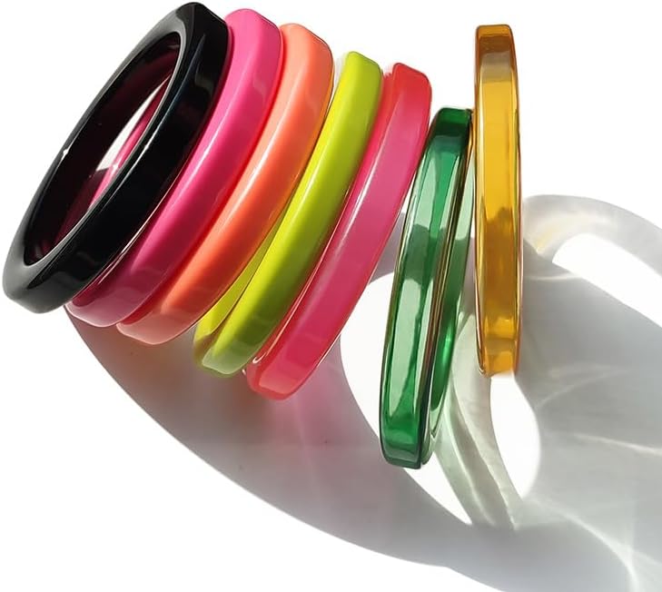 DATOA Candy Color Resin Bangle Acrylic Neon Bangle Bracelet Macaron Colorful Wristband Simple Geometric Wrist Wrap Jewelry for Women - Image 3