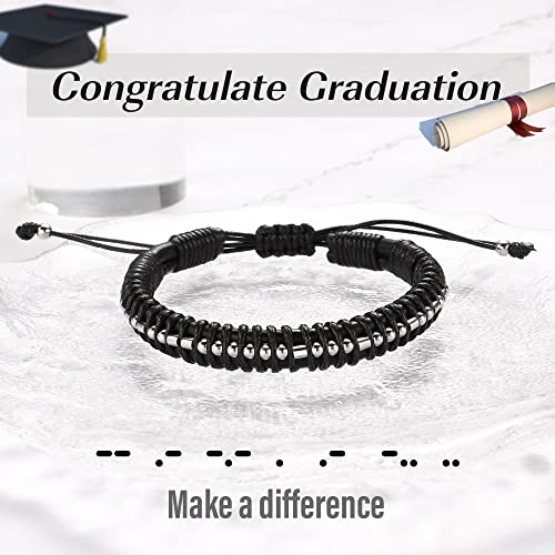 Inspirational Gifts for Men Morse Code Bracelets Mens Bracelets Graduation Gifts for Him Fathers Day Adjustable Leather Bracelet Motivational Birthday Annivesary Jewelry Stocking Stuffers for Men