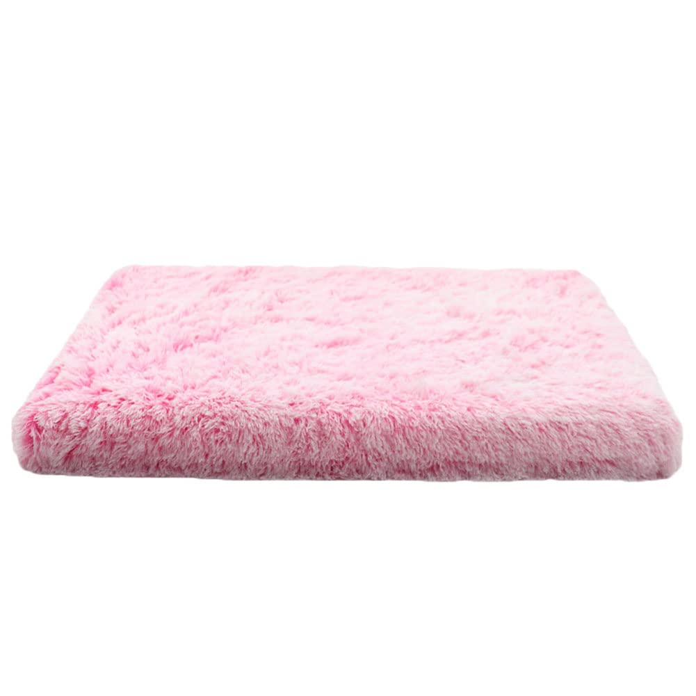 MISSMAO Plush Pet Cat Beds Cushion Mattress, Soft Warm Dog Mat Pad for Small Medium Large Dogs Puppy Mat Pad Blanket Dog Cats Mat with Anti-Slip Bottom,Pink White,S(40x30x5cm)