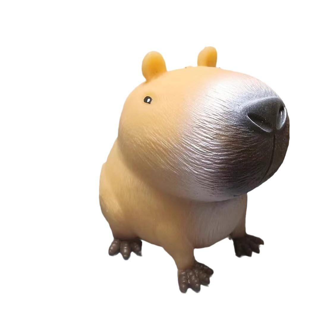 Stress Balls for Kids and Adults, Capybara Squeeze Fidget Toys, Squeeze Cube Sensory Toys, Enhanced Grip Strength Capybara Squeeze Ball Toys, Animal Anxiety Stress Relief Fidget Toy for Adults Brown