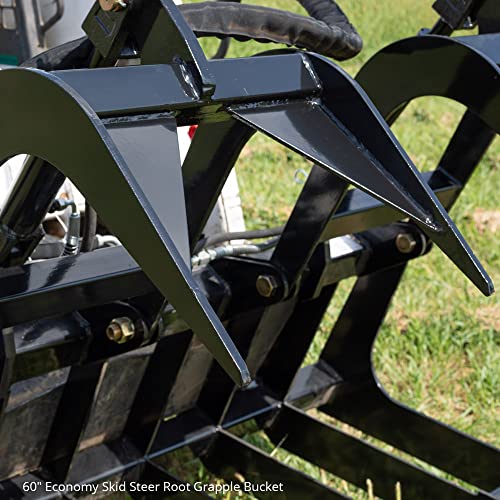 Titan Attachments 48In Economy Skid Steer Root Grapple Bucket Attachment, 3/8In Thick Steel Frame, Quick Tach Mounting System #TOP6