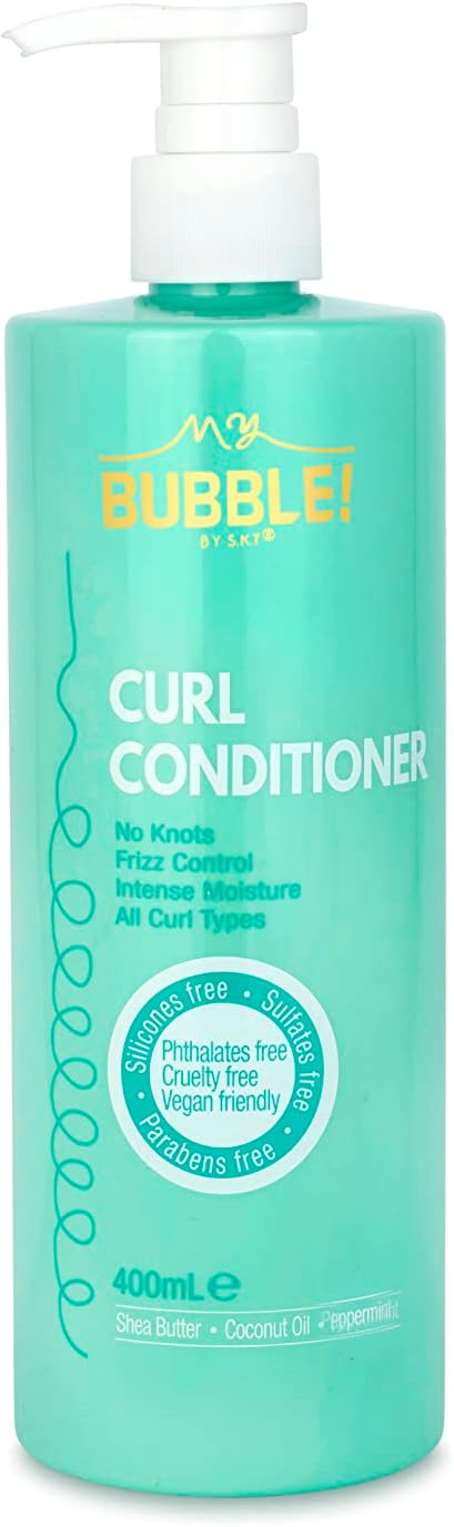 My Bubble! Curl Conditioner 400ml with Shea Butter, Coconut & Peppermint for all curly hair types, vegan, silicone free, parabens free, sulfates free, curly girl method approved