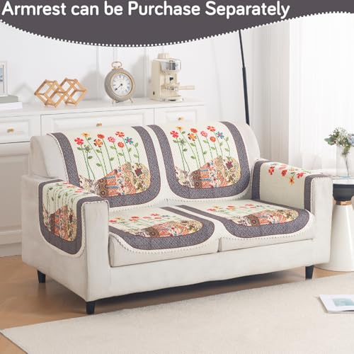 Image of HOKIPO HeavenHue Sofa Cover 2 Seater for Seat & Back, Floral Patchwork