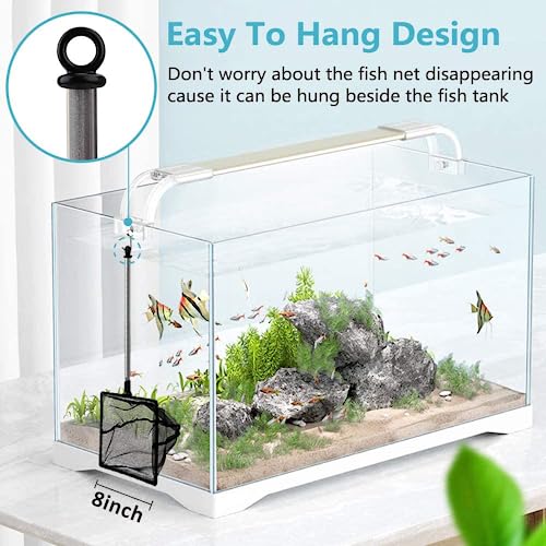 Image of Aquarium Fish Net, 8 Inch Fine Mesh Fish Tank with Extendable 9-24 inch Long Handle