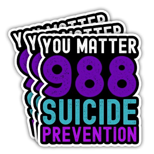 Image of SODAVA (3Pcs, 3 inchx4 inch) 988 Suicide Prevention Stickers, Support Suicide Prevention Suicide Hotline Number | Waterproof Vinyl Decal, Gifts for Hard Hat, Car, Laptop, Helmet, Notebook, Cooler