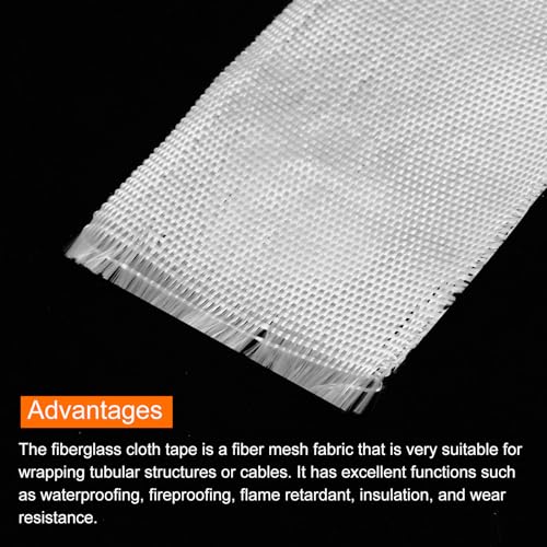 Image of MECCANIXITY 2pcs Fiberglass Cloth Tape 30m(33 Yard) x50mmx0.3mm E Glass Fiber Fiberglass Mesh Glass Fiber Mesh Woven Fiberglass Fabrics Insulation Tape for Reinforcement Repair