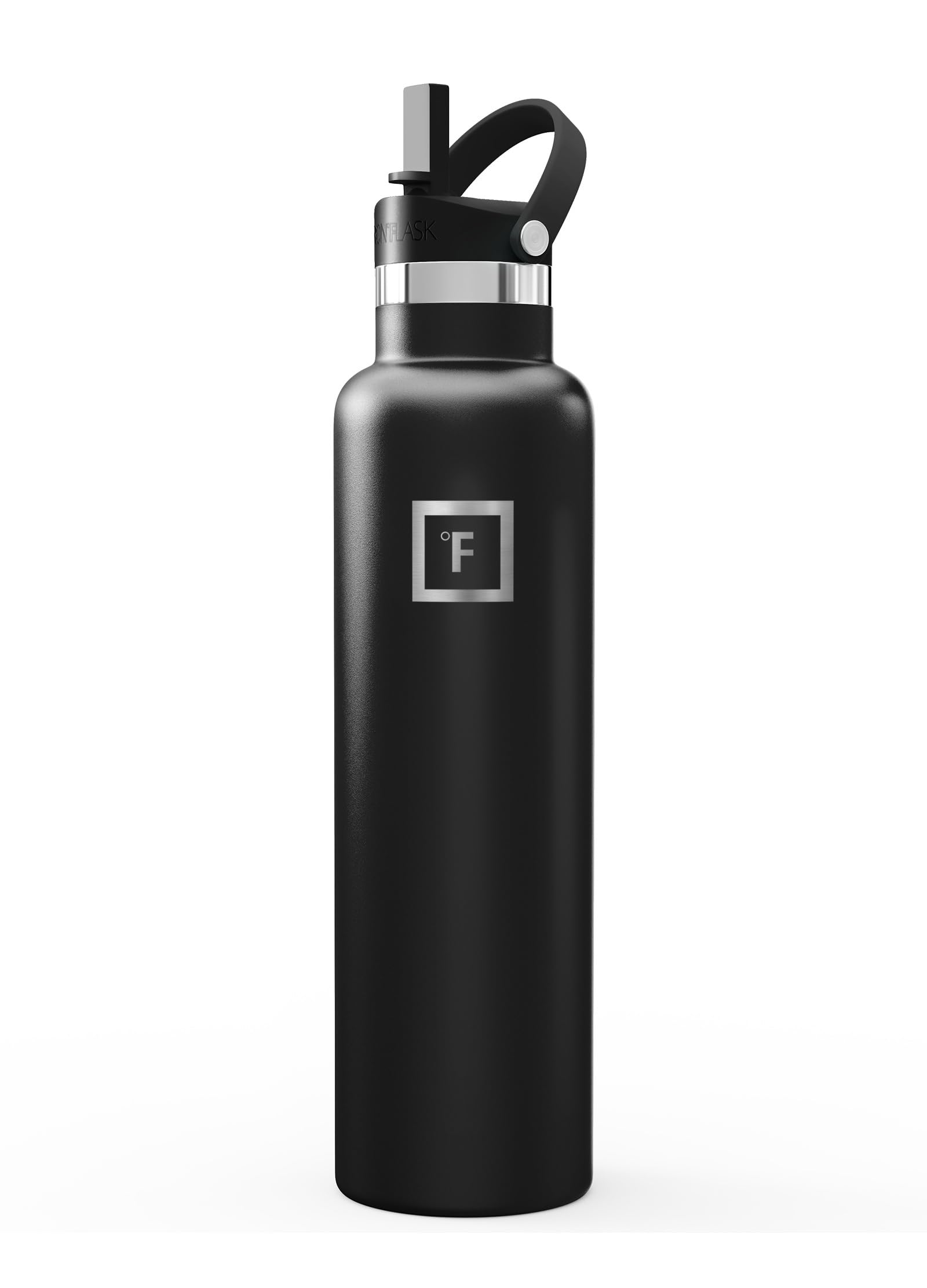 Camping & Hiking Hydration Flask with Straw, BPA-Free Insulated Stainless Steel Sports Water Bottle - 24 oz Midnight Black