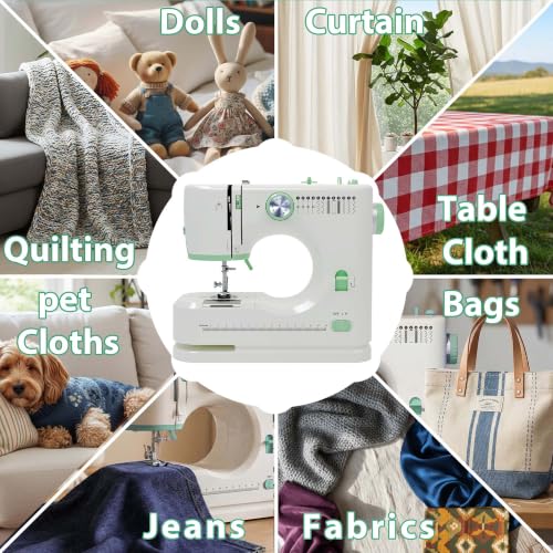 Image of Small Sewing Machine for Beginners, Portable sewing Kit for Light Fabrics