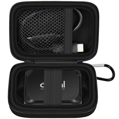 Carrying Case Compatible with Crucial X10/ X9 Pro 4TB/ 2TB/ 1TB Portable SSD, External Solid State Drive Hard Storage Holder Bag Fits for USB-C Cable (Box Only) (Black)