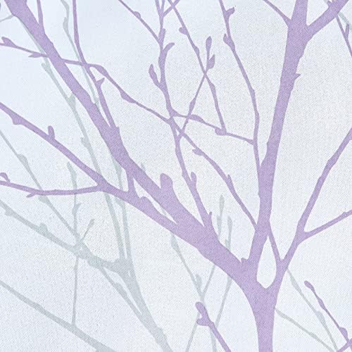 Fmfunctex White Lilac Tree Blackout Curtains for Bedroom 90 inches Length Branch Print Curtain Panels with Thermal Insulated Black Curtain Liner for Men's Guest Room Grommet Top 50" w x 2pcs