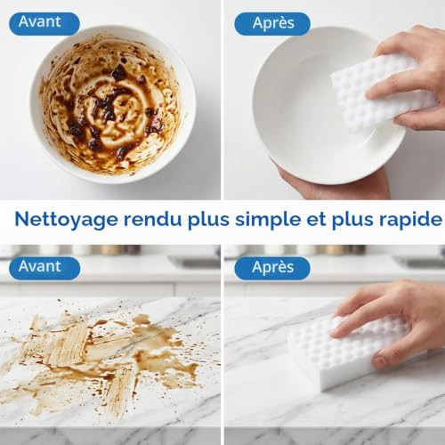 Lot de 10 éponges magiques pour la maison, la cuisine, le mur, la salle de bain, les sols, les chaussures – vue 5