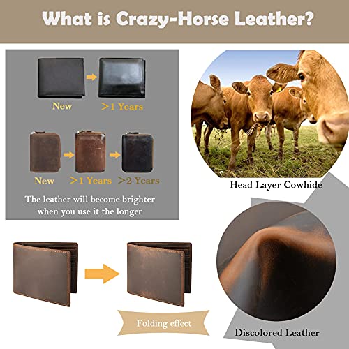 HRS Genuine Leather Wallets for Men, Handmade Vintage Italian Distressed Slim Bifold Men's Wallet with RFID Blocking3