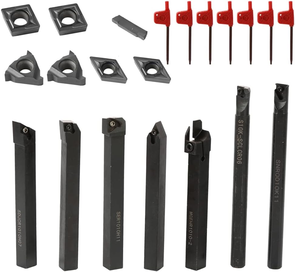 Ymiko 21PCS Multifunctional Solid Carbide Inserts Holder Boring Bar With Wrenches for Lathe Turning Tools, Made of Fine Material, High Solidity, Improve Work Efficiency