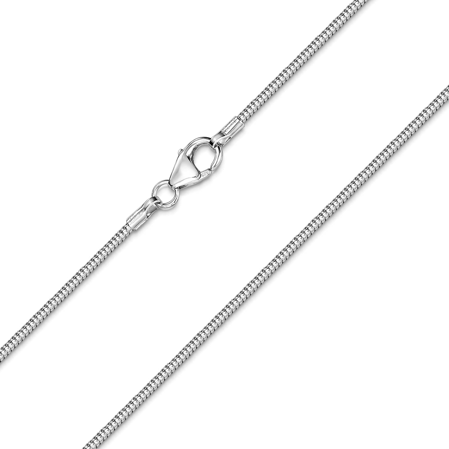 Damen Schlangenkette Silber 925 - Feine Halskette 1,2mm rhodiniert K22 | Zarte Silberkette aus hautfreundlichem 925 Sterling Silber für Frauen und Mädchen in 40-120cm von MATERIA by Matthias Wagner