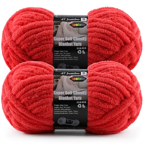 2-Pack Super Soft Chunky Yarn for Crocheting Blankets - 7oz/76.4yd