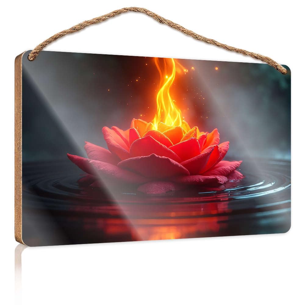 Bathroom Hanging Decor Flaming Lotus On Water. Camper Decor Fall Porch Decor(23X35CM)