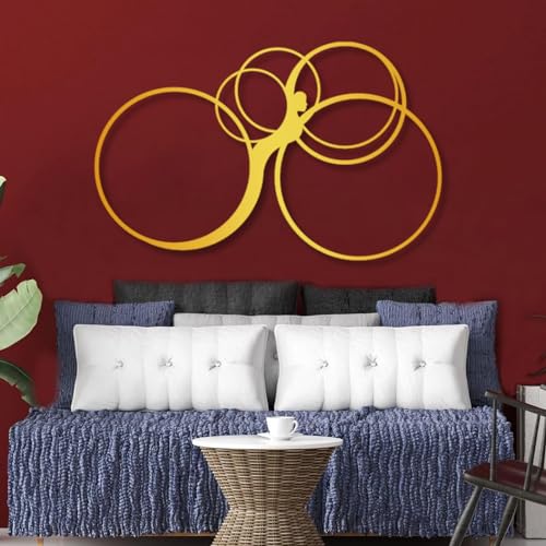 Minimalist Drawing Woman Wall Decor, Geometric Metal Wall Art, Ring