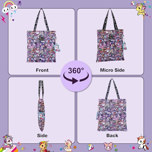 Image of tokidoki Large Tote Bag with Unicorno Keychain Laptop Travel Bag Shoulder Work Tote Weekender Bag Handbag for Women