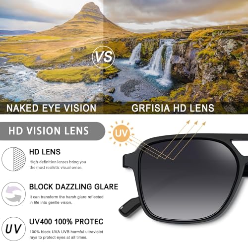 Image of GRFISIA Retro Aviator Sunglasses for Women Men Trendy Rectangle Womens Mens Sun Glasses Shades for Driving Vacation UV400