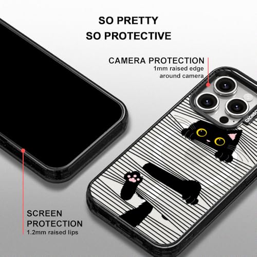 MOSNOVO Magnetic Case for iPhone 15 Pro, 10ft Military-Grade Protection, Compatible with Magsafe, Shockproof Phone Case for iPhone 15 Pro - Hidden Black Cat - Clear Black by MOSNOVO - Image 4
