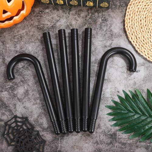 Dance Cane, 2pcs Novelty Theatrical Walking Canes Black Magician Cane Shepherds Staff Wand Toy Decorative Nativity Play Costume Accessory for Adult Halloween Christmas Party Dress Up