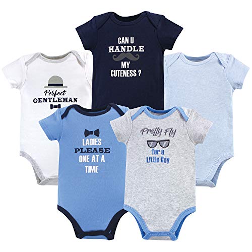Luvable Friends Unisex Baby Cotton Bodysuits, Gentleman, 0-3 Months