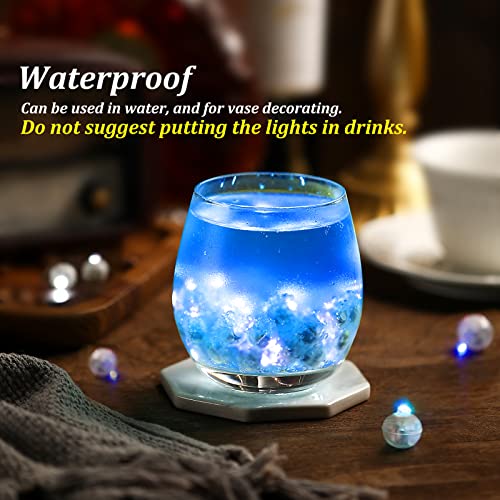 Image of ZGWJ 100PCs Blue Balloon Lights Mini, Battery Powered, Long Standby Time Waterproof Tiny Led Round Flash Light for Paper Lantern Balloon Party Easter Eggs Wedding Christmas Halloween Decorations