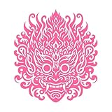 modello arte del demone samurai oni'mask maschera hannya giapponese teschio stile testa tatuaggio design perfetto adesivi murali 42x46.7cm non cade rosa