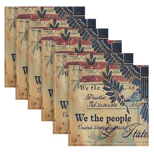Servilletas de Tela Vintage American Flag Set de 6 50.5x50.5 cm miniatura 1