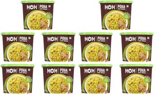 Image of MOM - Meal of the Moment, Poha with Bhujia, 80g (Pack of 10) - Ready to Eat | Instant Food | No Added Preservatives