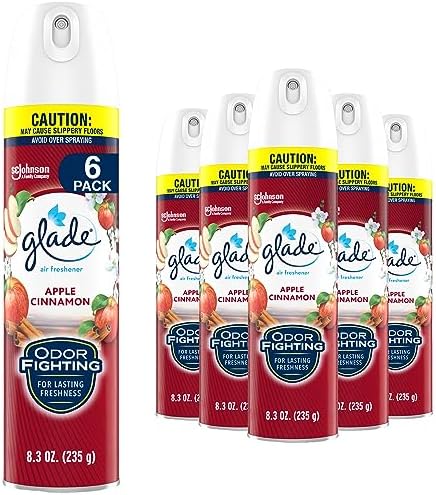 Glade Air Freshener Odor Fighting Room Spray, Apple Cinnamon, 8.3 oz, 6 Count