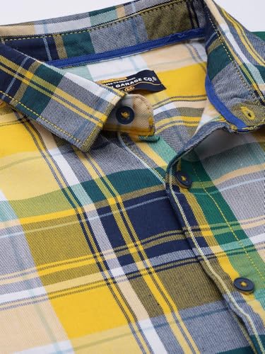 Image of The Indian Garage Co Men Regular Fit Checkered Full Sleeves Cutaway Collar Casual Shirt