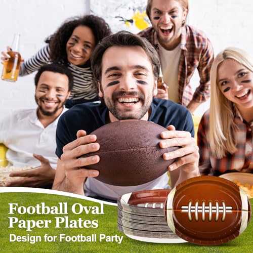 Domensi 100 Pcs Football Paper Plates Oval Disposable Football Serving Trays and Platters 11" x 9" Football Serving Dishes Bowls for Tailgate Party Decorations Holiday Table Serveware Centerpieces - Image 6