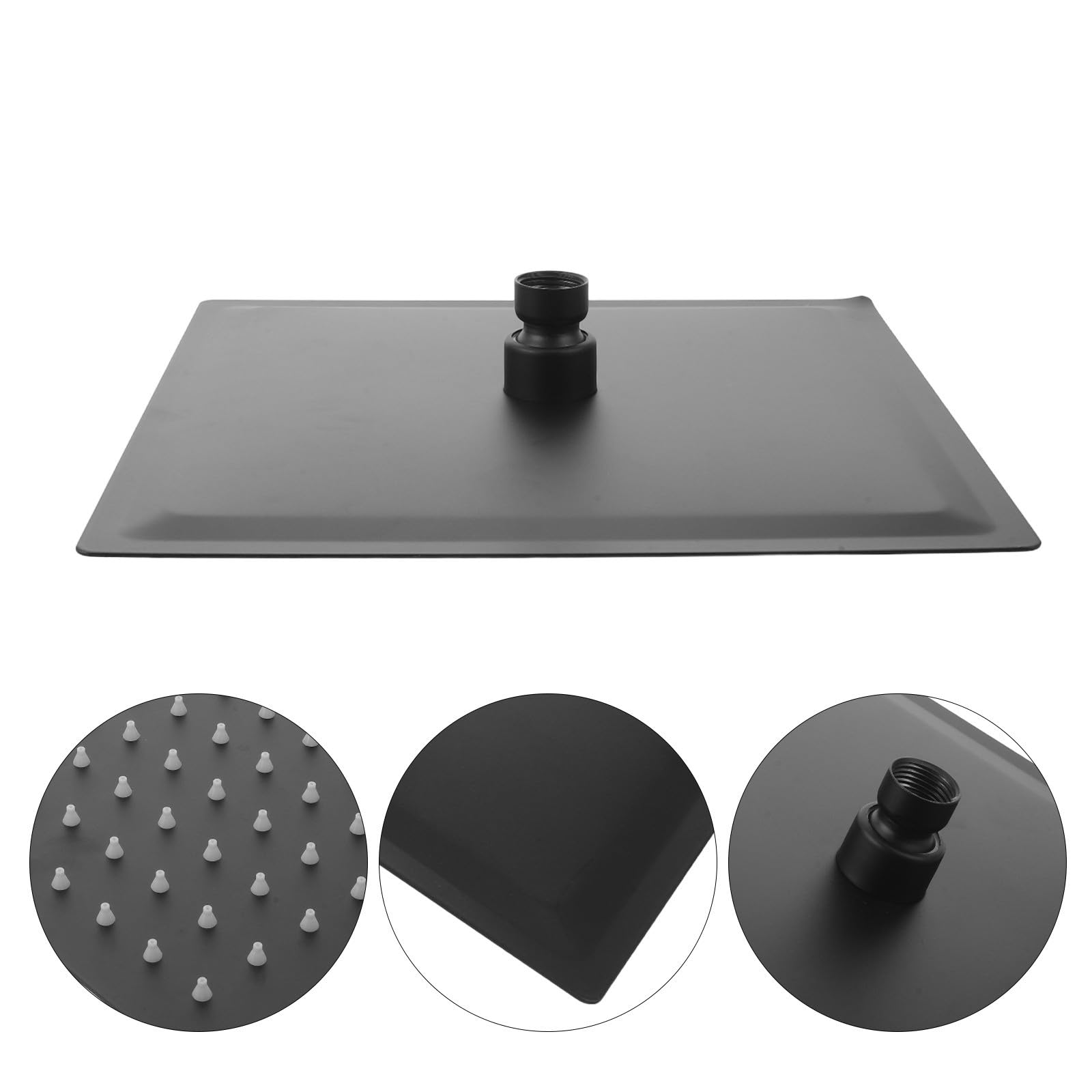 GALPADA Cabezal para Ducha de Acero Inoxidable Cuadrado Alta Presión y Amplia Cobertura en Diseño Moderno Negro Baño Casa y Hotel
