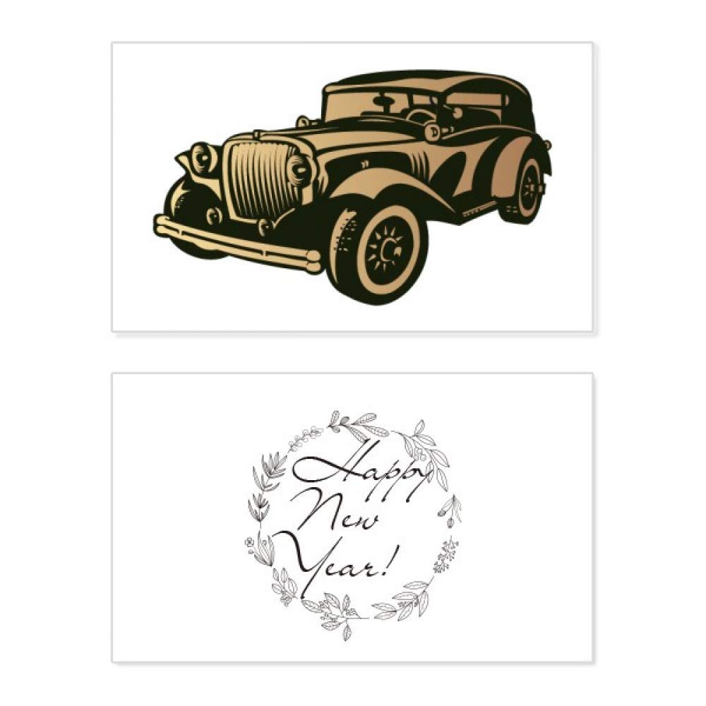 Tarjeta de Año Nuevo para regalo con silueta elegante de coches clásicos negros 5