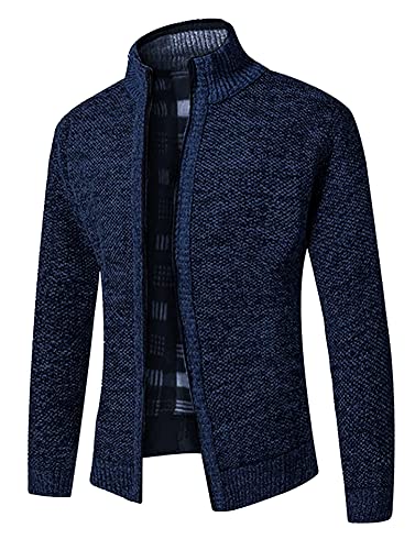 Cardigan d'hiver chaud bleu marine Evoga en taille XL