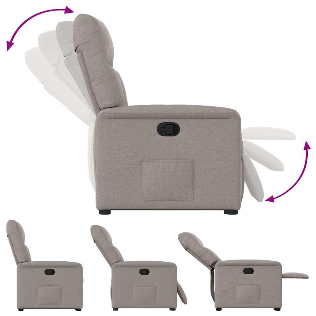 Elektrischer Relaxsessel mit Aufstehhilfe, Taupe, 72×90×99 cm, Polyester, Liegefunktion, Seniorengerecht