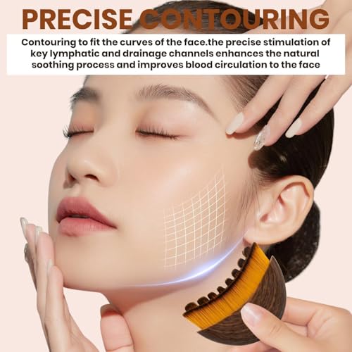 Image of Lymphatic Contour Face Brush, Manual Lymphatic Drainage Massager, Natural Makeup Brushes with Durable Soft Bristles, Hypoallergenic Ergonomic Facial Cleansing Brush for Sculpting