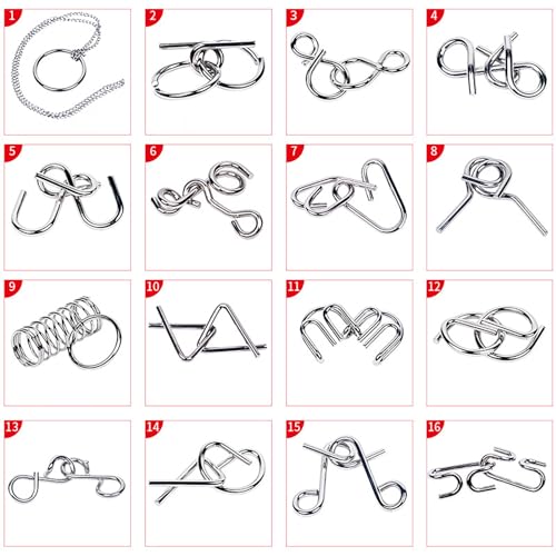 Hinourisha 30 Stück Metall Knobelei IQ-Spiele Set, Knobelspiele für Erwachsene und Kinder Geduldspiele IQ-Spiele 3D Brain Teaser Puzzle, Brainteaser, Mini Metallpuzzle Spiele Spielzeug Geschenk