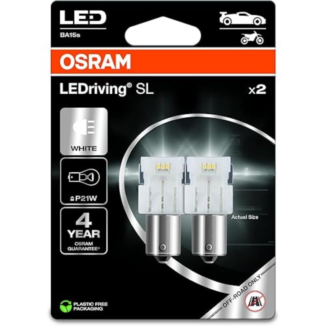 OsramLEDriving SL, ≜ P21W, White 6000K, Double Blister (2 lamps), LED Retrofit, offroad use only