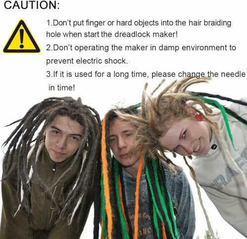 Machine dreadlocks électrique 10mm avec kit outils de crochet tressage