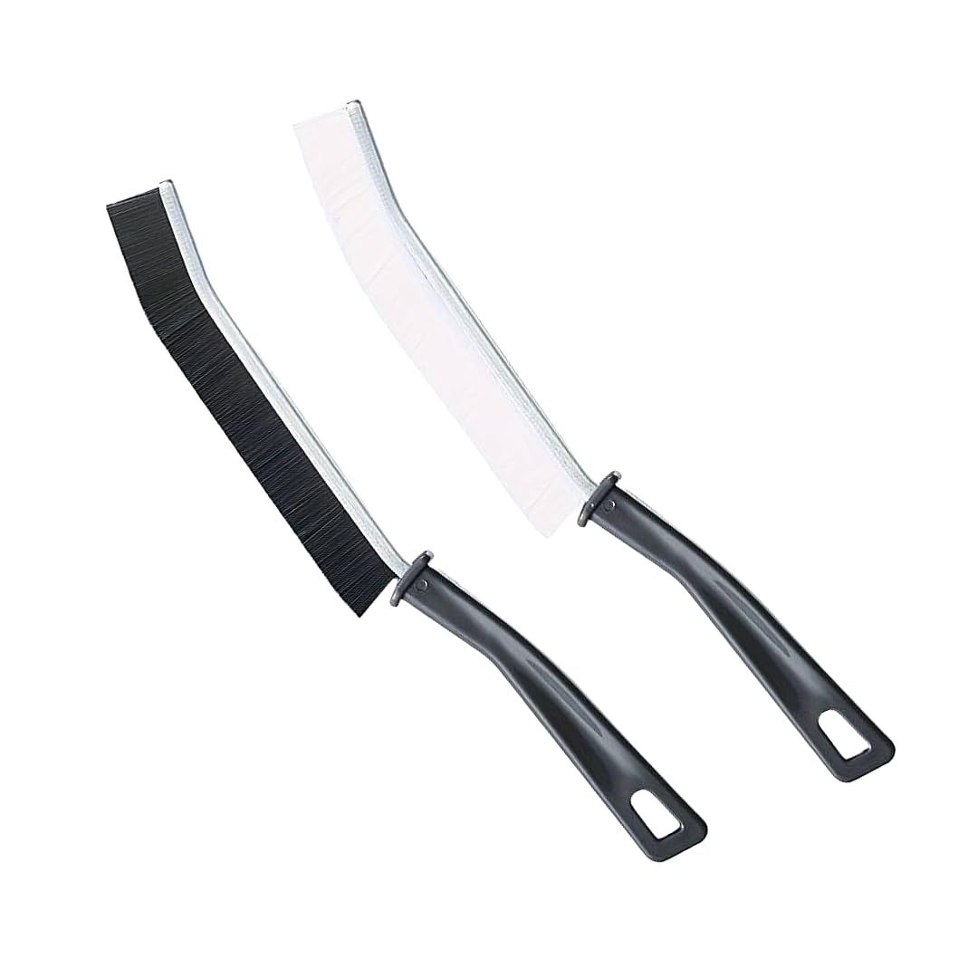 2pcs Zephy Crevice Cleaning Brush, Hard-Bristle Cleaning Brush UK, Multi-Purpose, Gap Cleaning Brush, Grout Cleaner, Grout Brush, Kitchen Gadgets 2023 New, Bathroom, Carpet Cleaner (Black and White)