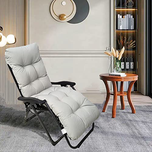 Srutirbo 65 Inch Waterproof Patio Chaise Lounger Cushion, Outdoor Sun Lounger Cushions Non-Slip High Back Chair Cushion With Ties And Top Cover (Grey, 65 In) #TOP5