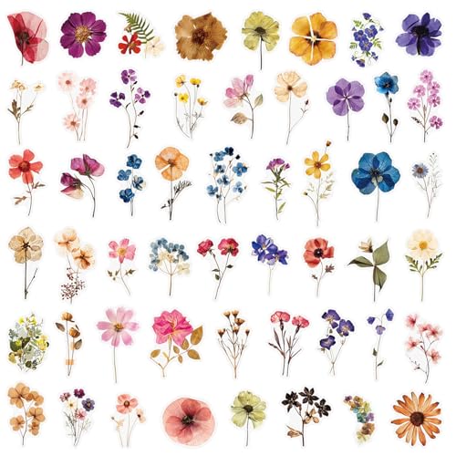 Image of Transparent Flora Scrapbook Stickers Aesthetic Flowers Stickers(100) | Transparent & Waterproof Sticker for Scrapbook Journal Water Bottle Kindle, DIY Crafts, Party Supplies
