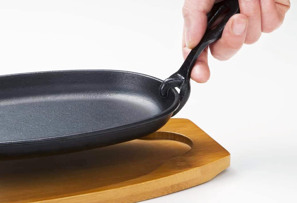 Amazon | ステーキ 肉 皿 敷板 2枚セット ハンドル付き 鉄鋳物