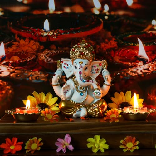 Estatua de Lord Ganesha 5.6 pulgadas Tono Dorado miniatura 3