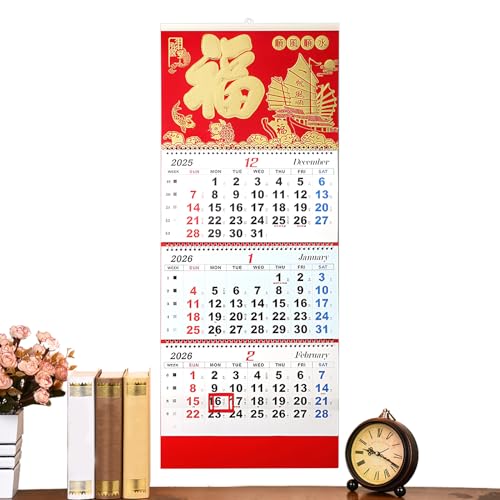 Väggkalender 2026 – design, sidor av belagt papper, visuell kalender, praktisk väggvisning | sovsal, kontor, klassrum, restaurang, familjeplanering, koordini