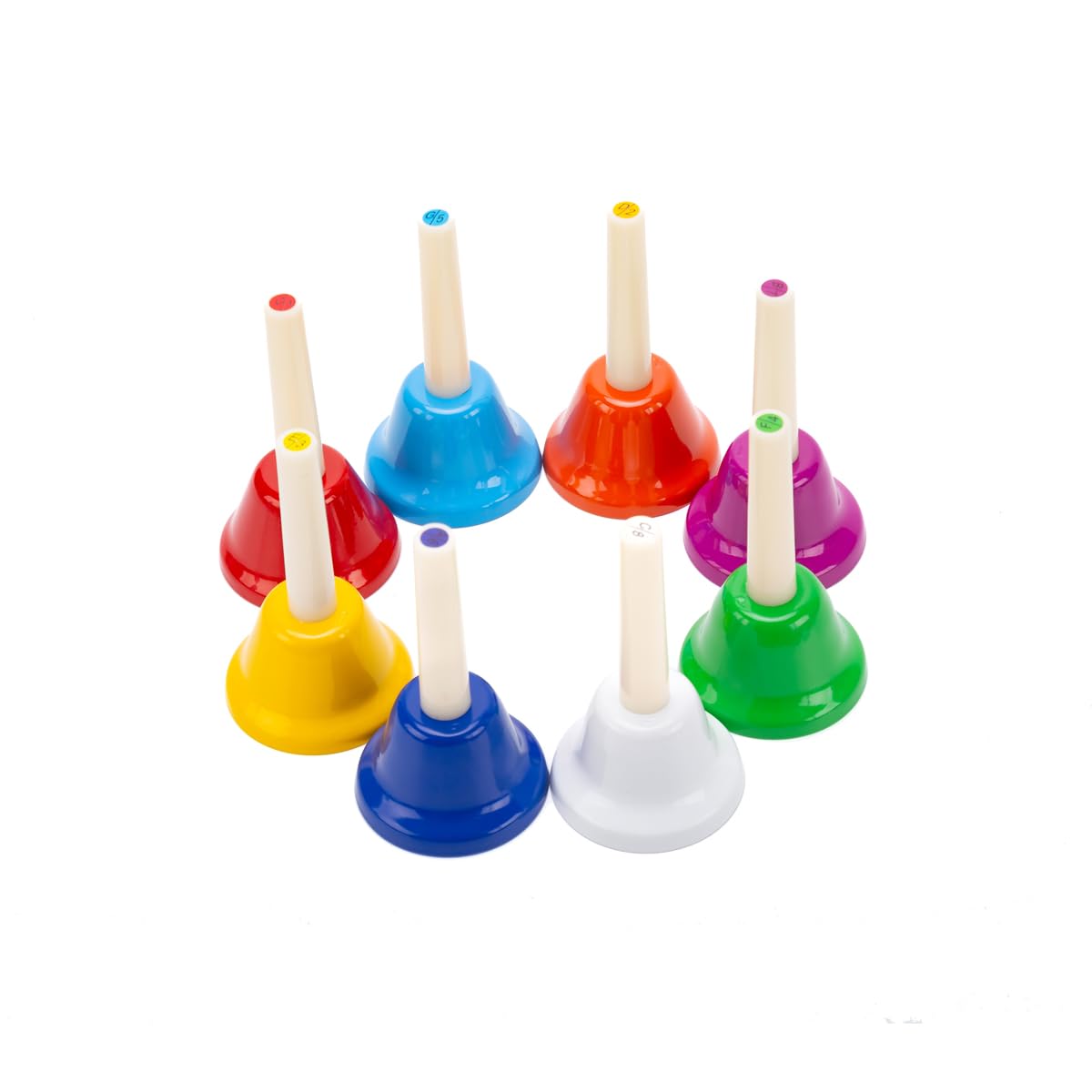 CeleMoon Hand Bells for Beginner - 8 Note Colorful Metal Handbells with Handle - Educational Teaching and Learning Music Instruments - Image 3